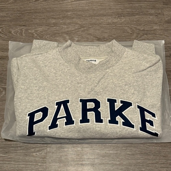 PARKE Nostalgia Varsity Mockneck Classic Grey + Denim NWT - Picture 5 of 9